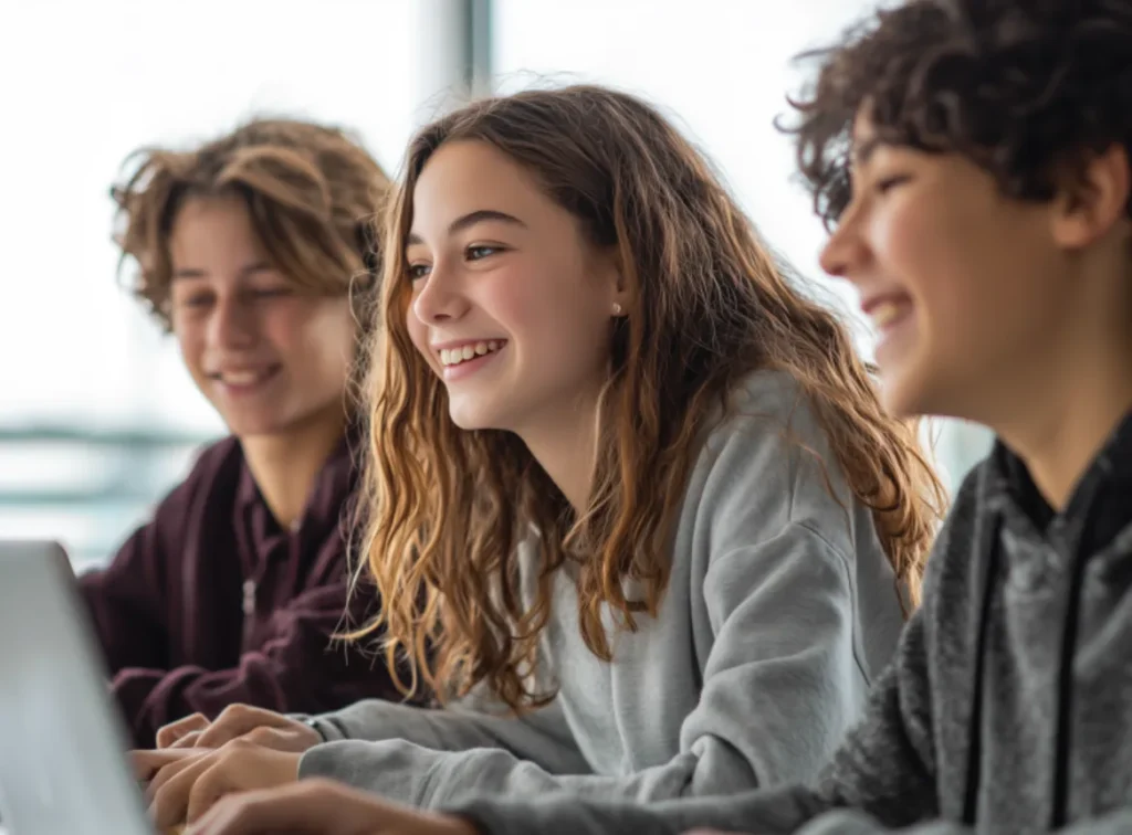 3 teens learning online virtually