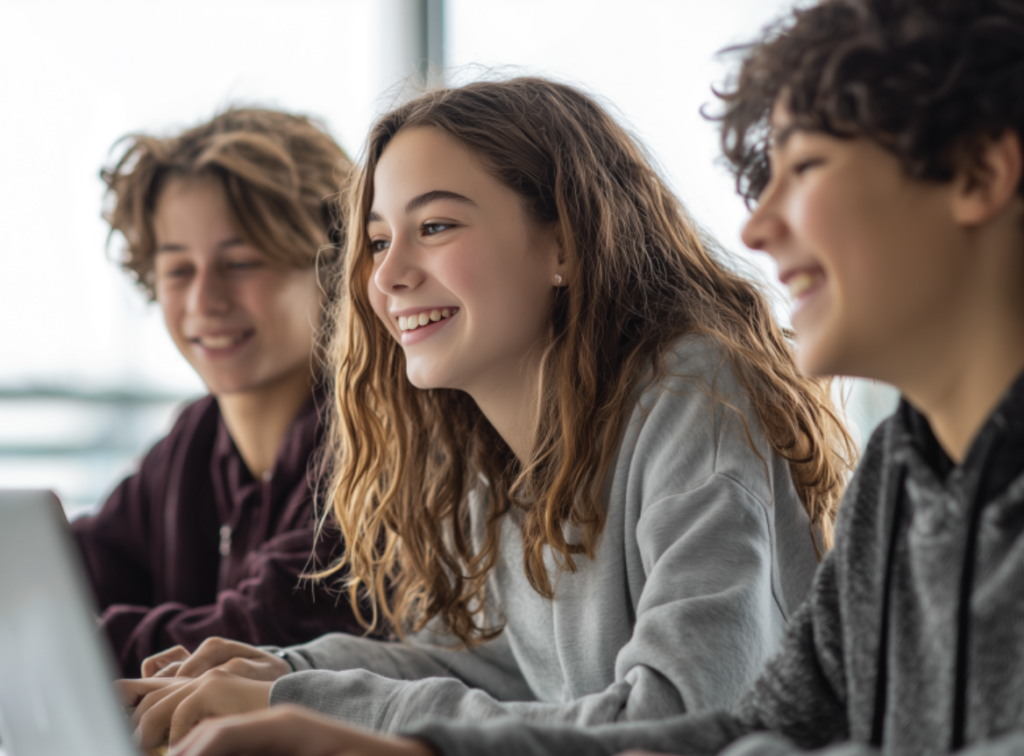 3 teens learning online virtually